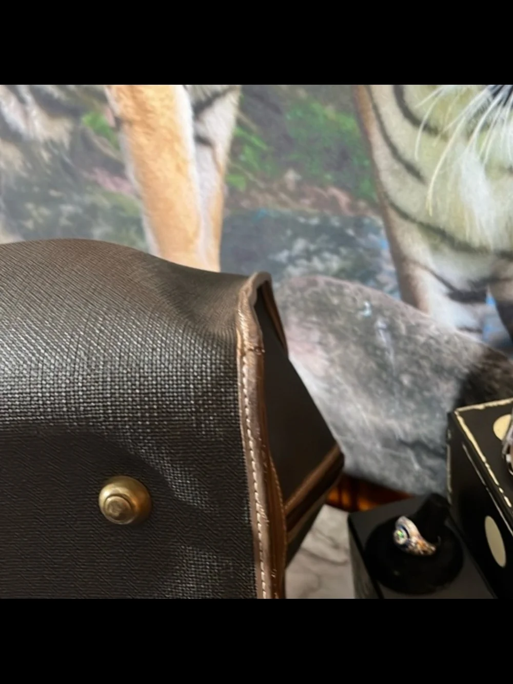 Dunhill Boston Bag Brown and Black with Leather Trim